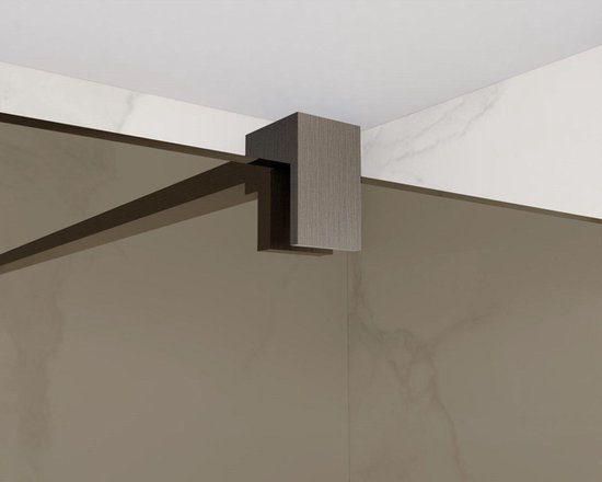 Douche à l'italienne Fortifura Galeria - 80x200cm - verre fumé - bras mural - PVD Gunmetal Brossé