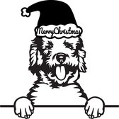 LBM - Hond decoratie Vrolijk Kerstfeest (hondenras te personaliseren) - deur decoratie - muur decoratie