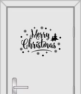 Kerst Sticker - Merry Christmas 3 - Decoratie sticker - 50 x 36 cm - Zwart - 1 Stuk - Raamsticker - Deursticker - Muursticker - kerstdecoratie - kerstdecoratie woonkamer - sticker