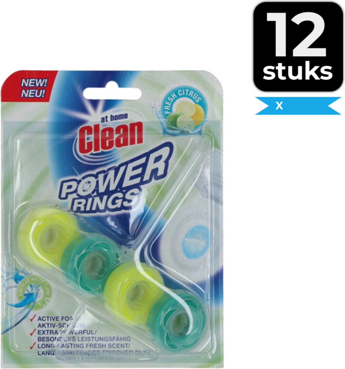 At Home Toiletblok Power Rings Fresh Citrus 40 gr - Voordeelverpakking 12 stuks