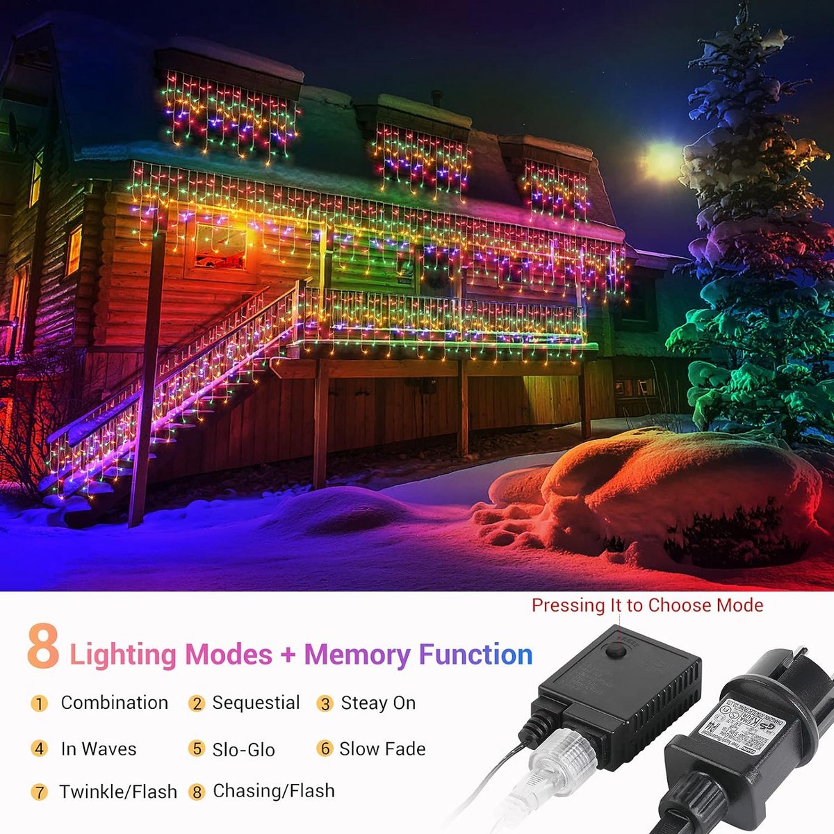 Kerstverlichting Buiten - 240 LEDs,Warme Gele Ijspegels,IP44 Waterdicht