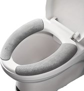 Livano Wc Bril Hoes - Toiletbril Cover - Toiletbril - Wc Deksel - Wasbaar - Verwarmde Wc Bril - (Niet Elektrisch) - Zelfklevend - Grijs