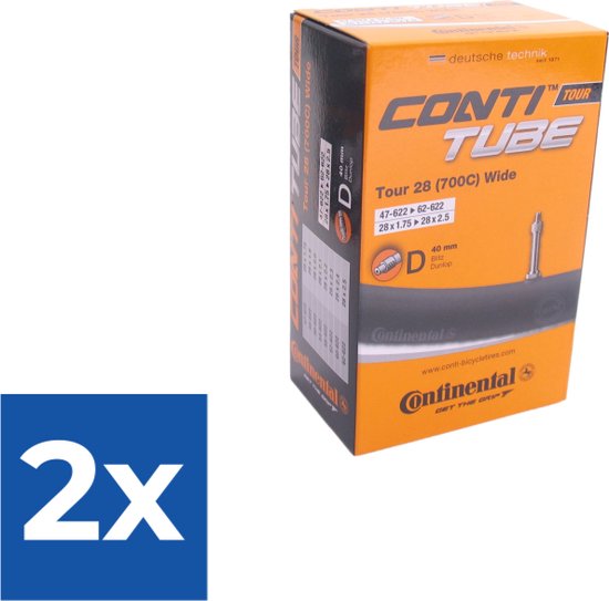 Continental Binnenband 28 X 1.75/2.5 (47/62-622) Dv Zwart - Voordeelverpakking 2 stuks