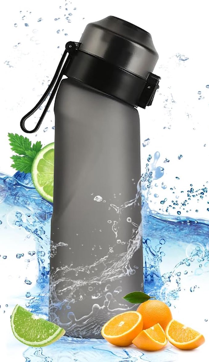 Geurwater Air Drinkfles Zwart - Waterfles met rietje - 650 ml - BPA-vrij - Tritan - Water Bottle Up