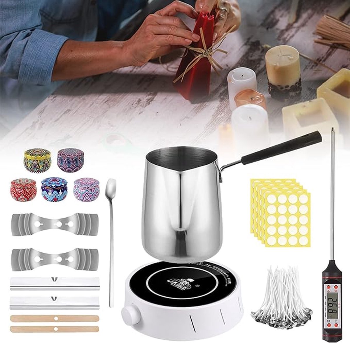 geurkaarsen maken set - Kaarsenmakingsset,Doe-Het-Zelf Geurkaarsen met Handleiding,Doe-Het-Zelf Kaarsenset