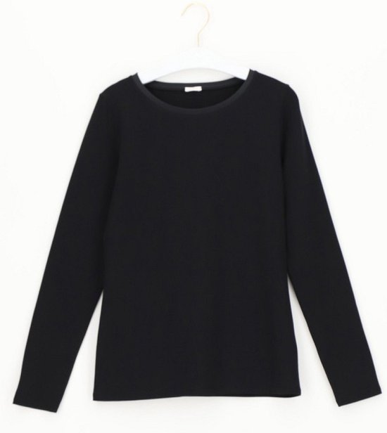 Oroblu Dames Perfect Line Cotton T-Shirt Long Sleeve Black S