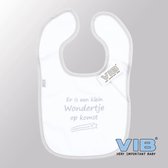 VIB® - Slabbetje Luxe velours - Er is een klein wondertje op komst (Wit-Grijs) - Babykleertjes - Baby cadeau