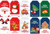 Kerst cadeaulabels - naamlabels - labels karton - kerstcadeau - kerstkado - sneeuwpop rood - 20 stuks incl. touw