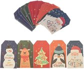 Kerst cadeaulabels - naamlabels - labels karton - kerstcadeau - kerstkado - sneeuwpop blauw - 15 stuks incl. touw