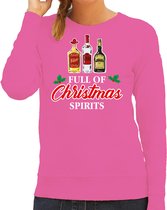 Bellatio Decorations Foute kersttrui/sweater voor dames - drank humor - roze - Christmas spirits L