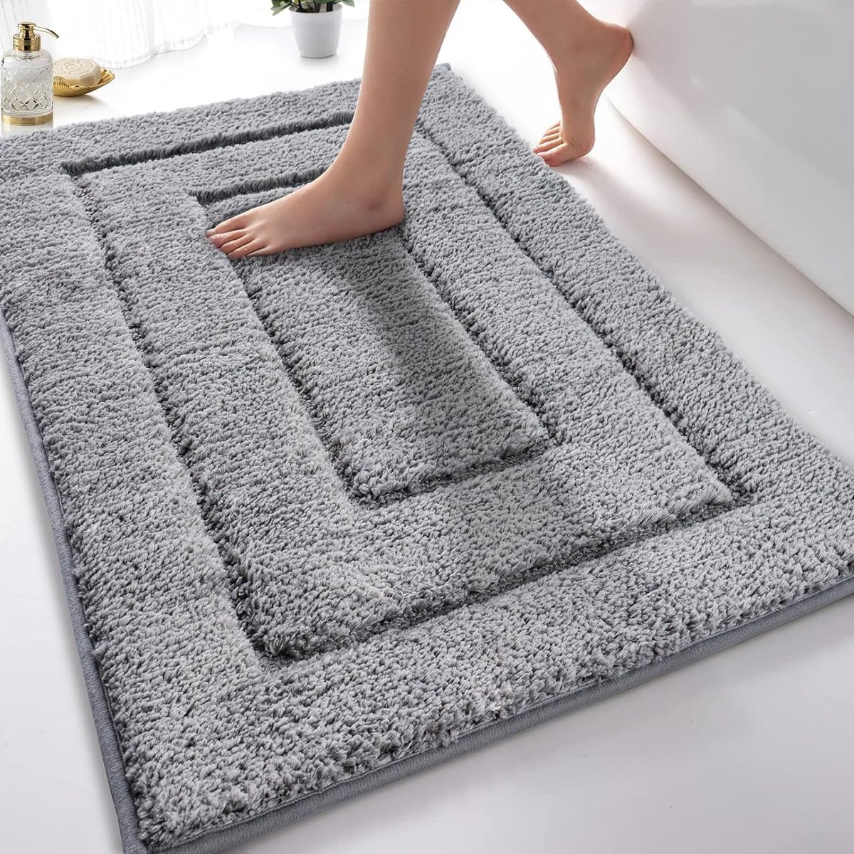 Badkamertapijt badmat antislip wasbaar zacht badtapijt waterabsorberend microvezel badmat voor douche bad en toilet grijs 50 x 80 cm