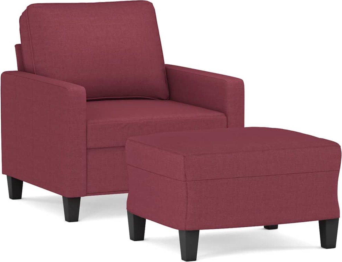 vidaXL Fauteuil - met - voetenbank - 60 - cm - stof - wijnrood