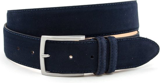 Thimbly Belts Suede broekriem navy - heren en dames riem - 4cm breed - Donker Blauw - Echt Suede leer - Taille: 115cm - Totale lengte riem: 130cm