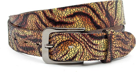 Thimbly Belts Ceinture femme multicolore - ceinture femme - 4 cm de large - Multi- Cuir Nerf véritable - Tour de taille : 105 cm - Longueur totale ceinture : 120 cm