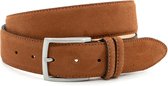 Thimbly Belts Suede broekriem cognac - heren en dames riem - 4 cm breed - Cognac - Echt Suede leer - Taille: 105cm - Totale lengte riem: 120cm