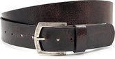 Thimbly Belts Ceinture en jean cool marron - ceinture pour hommes et femmes - 4,5 cm de large - Marron - Cuir véritable Krakele - Taille : 130 cm - Longueur totale de la ceinture : 145 cm