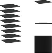 vidaXL Wandschappen - Hoogglans zwart - Spaanplaat - 40x40x1.5 cm - Set van 8 - Wandsteun
