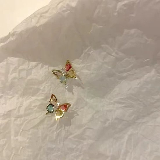 Gading® dames vlinder oorknoppen zirkonia- 10mm-10mm-goud