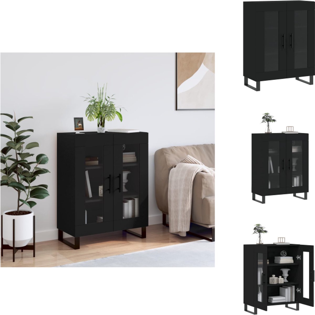VidaXL Dressoir Kast 69.5 x 34 x 90 cm Glas design Keukenkast