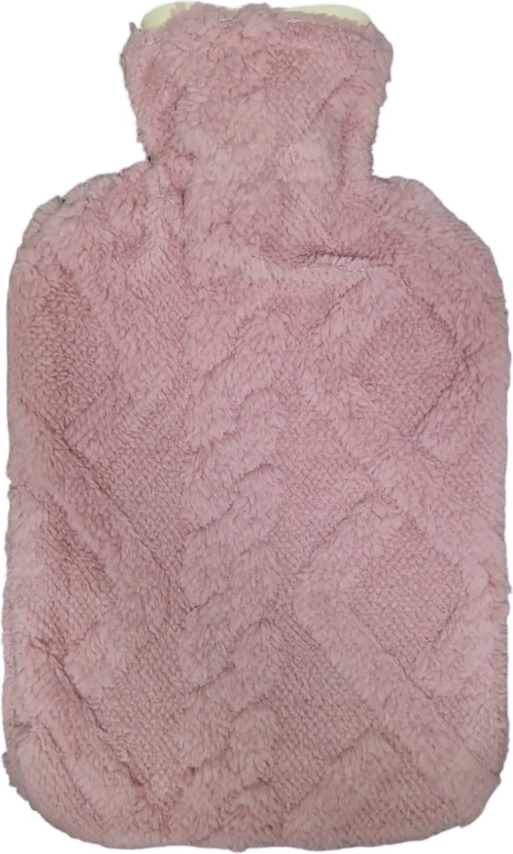 Goedkoopste Kruik - Warmwaterkruik - Warmwaterkruik Met Hoesje - Warmwaterkruik voor Pijnverlichting in de Rug, Nek & Schouders en Buik - Kruik met Flanel Hoes - 2L Inhoud - Roze