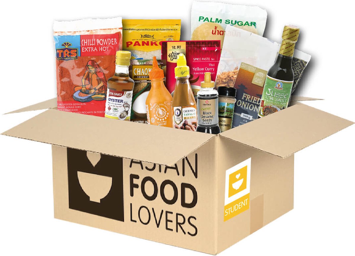 Asian Foodbox - Student Box - Cadeaupakket - Authentiek Aziatisch eten pakket