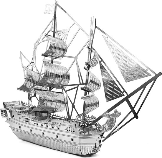 Kit Construction Bois Bateau Pirate Black Pearl - Modèle à Monter, échelle 1/50, Pièces En Bois