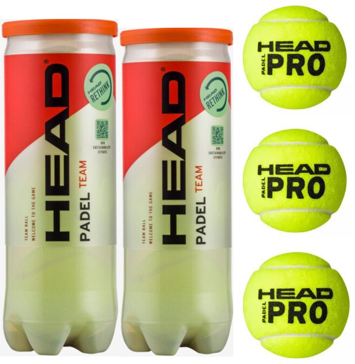 Head Padel Team ballen Paddelballen- Padel Padel ballen- World Padel Tour Ballen- 2 blikken met 3 ballen Geel