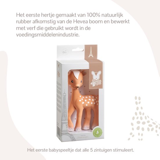 Sophie de giraf Fanfan het hertje - Bijtspeeltje - Bijtspeelgoed - Baby speelgoed - Kraamcadeau - Babyshower cadeau - 100% Natuurlijk rubber - Vanaf 0 maanden - 15.5x9x5 cm - Bruin