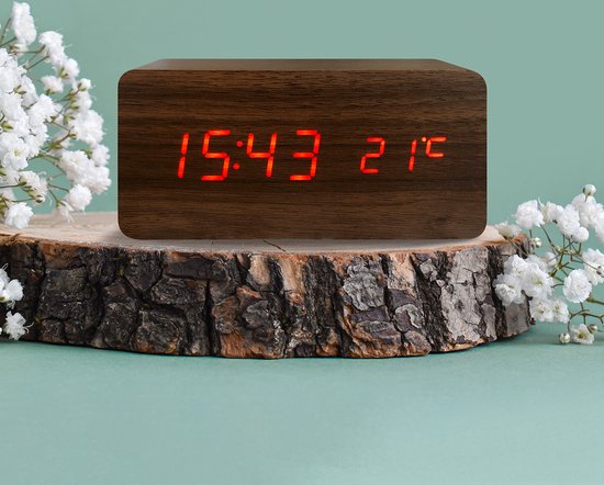 Réveil numérique en bois - brun | bol