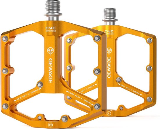 Racefiets/mountainbike-pedalen, 3 lagers, CNC-gefreesde 9/16 inch platte pedalen met afneembare anti-slip nagels
