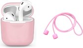 Let op type!! Draadloze koptelefoon schokbestendig silicone beschermhoes voor Apple AirPods 1/2 licht roze set