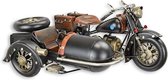 Denza - blikken motor zijspan BL2111984 - decoratie - metaal - lengte 33 cm - A TIN MODEL OF A MOTORCYCLE WITH SIDECAR