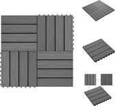 vidaXL Ensemble de carrelage de terrasse HKC - Relief profond - Grijs - 30 x 30 cm - Antidérapant - Résistant à Water et aux intempéries - Système à clic - Sol