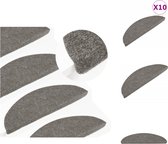 vidaXL Trapmat Grijs 56x17x3cm - Geluiddempend 100% Naaldvilt Stof - Wasbaar en Vouwbaar - Anti-slip - Zelfklevende Strips - Trapmat