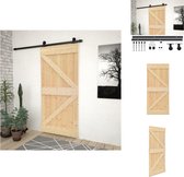 vidaXL Schuifdeurset - Massief grenenhout - 90 x 210 x 3.6 cm - Zwart - Deur