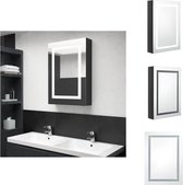 vidaXL LED-opmaakkastje - Wandkast met spiegel en LED - MDF met melamine-afwerking - 50 x 13 x 70 cm - Zwart - Badkamerkast