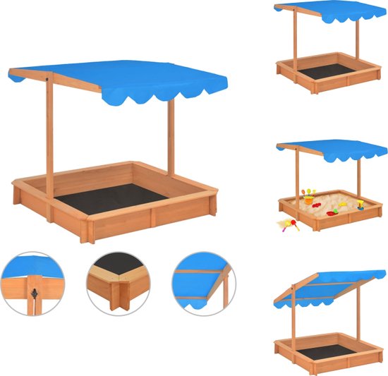 Beluga – zandbak 2 in 1 – met blauw wit dak – voor kinderen – hout