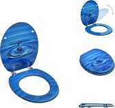 vidaXL WC-bril - MDF - chroom-zinklegering - 42.5 x 35.8 cm - 43.7 x 37.8 cm - 28 x 24 cm - 5.3-5.5 cm - blauw waterdruppel - Toiletbril