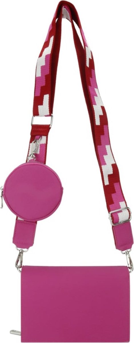 Dames Schoudertas Fuchsia - Trendy Dames Tassen - Bagstrap Tassenriem - Clutch