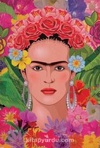 Frida Kahlo Bloemig Portret | Houten Puzzel | 1000 Stukjes | 59 x 44 cm | King of Puzzle