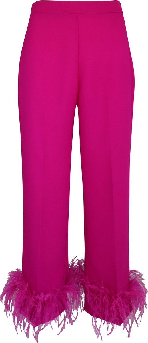 Nenette • fuchsia pantalon met veren • maat XS (IT40)