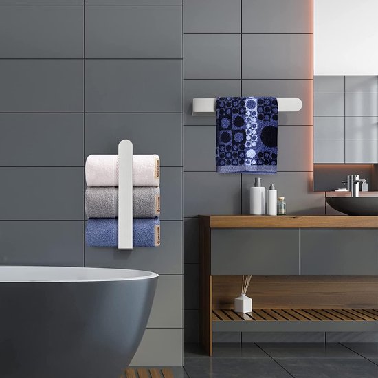 Sayayo Zelfklevend Handdoekhouder, Dubbel Handdoekstang zonder boren, wandmontage, 40CM Matzwart handdoekenrek voor badkamer en keuken, EGDX2302Y 3M 400 B