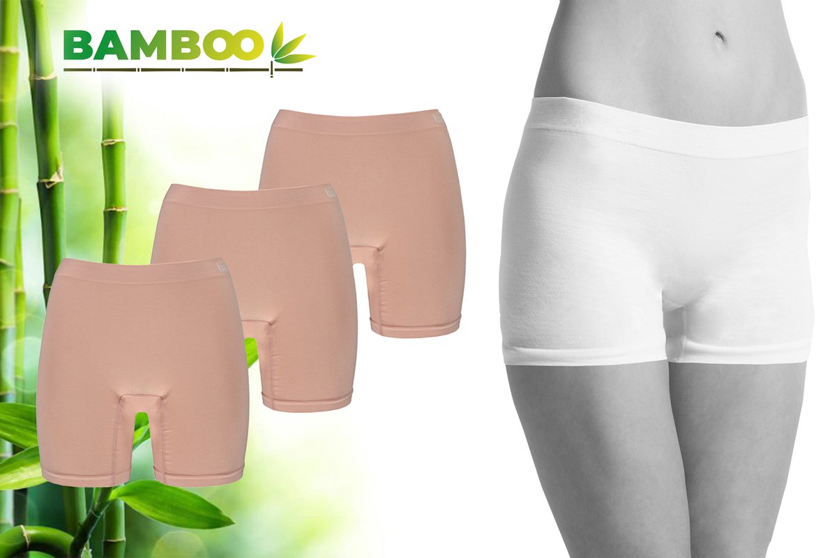 Bamboo Essentials - Naadloos Ondergoed Dames - Bamboe - 3 Stuks - Shorts - Nude - M - Boxershorts Dames - Corrigerend Dames Ondergoed - Lingerie - Onderbroeken Dames - Dames Slips - Dames Ondergoed - Lange Onderbroek Dames - Ondergoed Dames