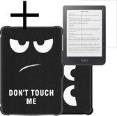 Hoes Geschikt voor Kobo Clara HD Hoesje Bookcase Cover Book Case Hoes Sleepcover Met Screenprotector - Don't Touch Me