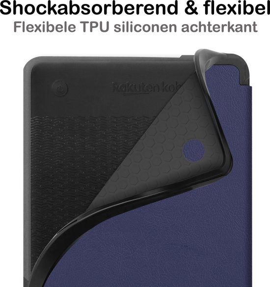 Hoesje Geschikt voor Kobo Clara 2E Hoesje Luxe Bescherm Case Met Screenprotector - Hoes Geschikt voor Kobo Clara 2E Hoes Book Cover - Donkerblauw van Hoesje  — afbeelding 3