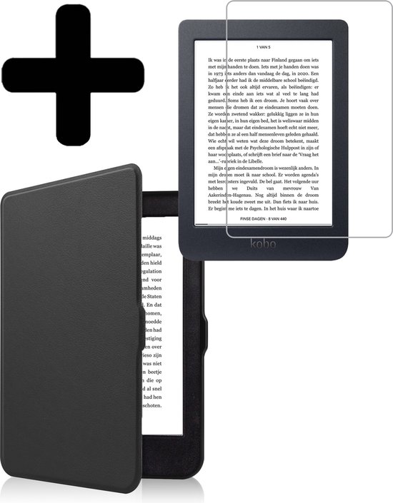 Hoesje Geschikt voor Kobo Nia Hoes Bescherm Hoesje Case Luxe Sleep Cover Met Screenprotector - Zwart