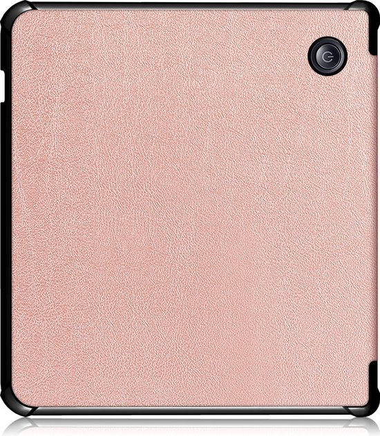 Hoesje Geschikt voor Kobo Libra H2O Hoes Bescherm Hoesje Case Sleep Cover Trifold Met Screenprotector - Hoes Geschikt voor Kobo Libra H2O Hoesje - Rosé Goud van Fosco Desk Products — afbeelding 5
