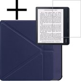 Hoes Geschikt voor Kobo Sage Hoesje Bookcase Cover Book Case Hoes Sleepcover Trifold Met Screenprotector - Donkerblauw