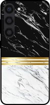 Smartphonica Telefoonhoesje voor Samsung Galaxy S23 marmer look - backcover marmer hoesje - Zwart Wit / TPU / Back Cover geschikt voor Samsung Galaxy S23