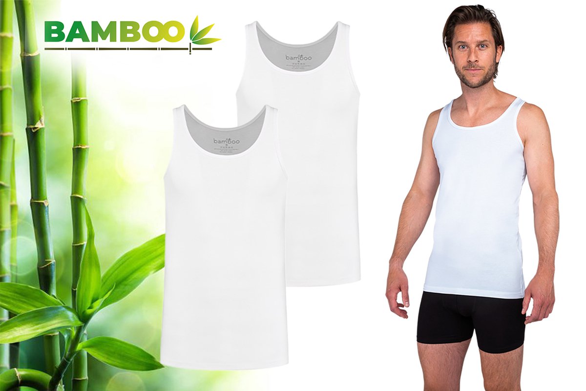 Bamboo Essentials - Hemden Heren - Onderhemd Heren - 2-pack - Wit - L - Tanktop Heren - Singlet Heren - Bamboe Heren Hemden - Ondergoed Heren